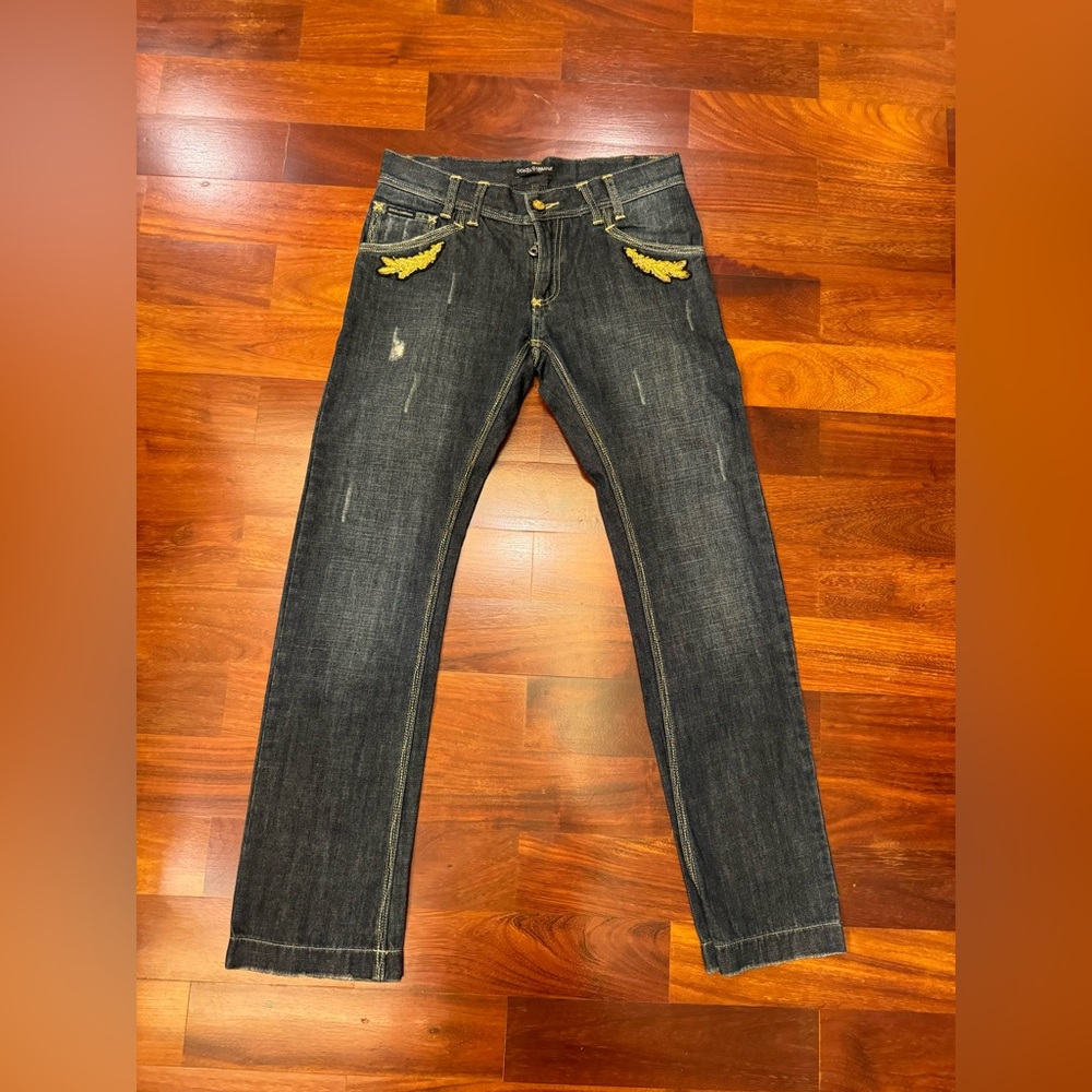 Dolce & Gabbana Black Jeans with Gold Details